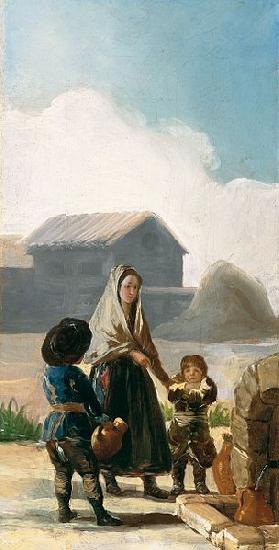 Francisco de Goya woman and two children by a fountain Germany oil painting art